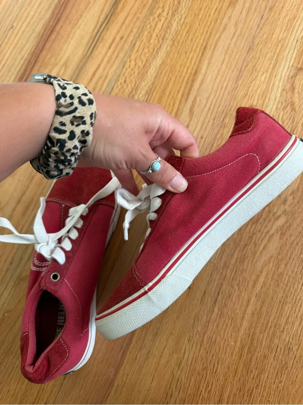 True Religion Men's Red Canvas Sneakers with White Laces